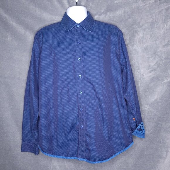 Robert Graham Mens Button-Up Shirt 2XL Blue Long Sleeve Reversible Woven - Picture 2 of 7